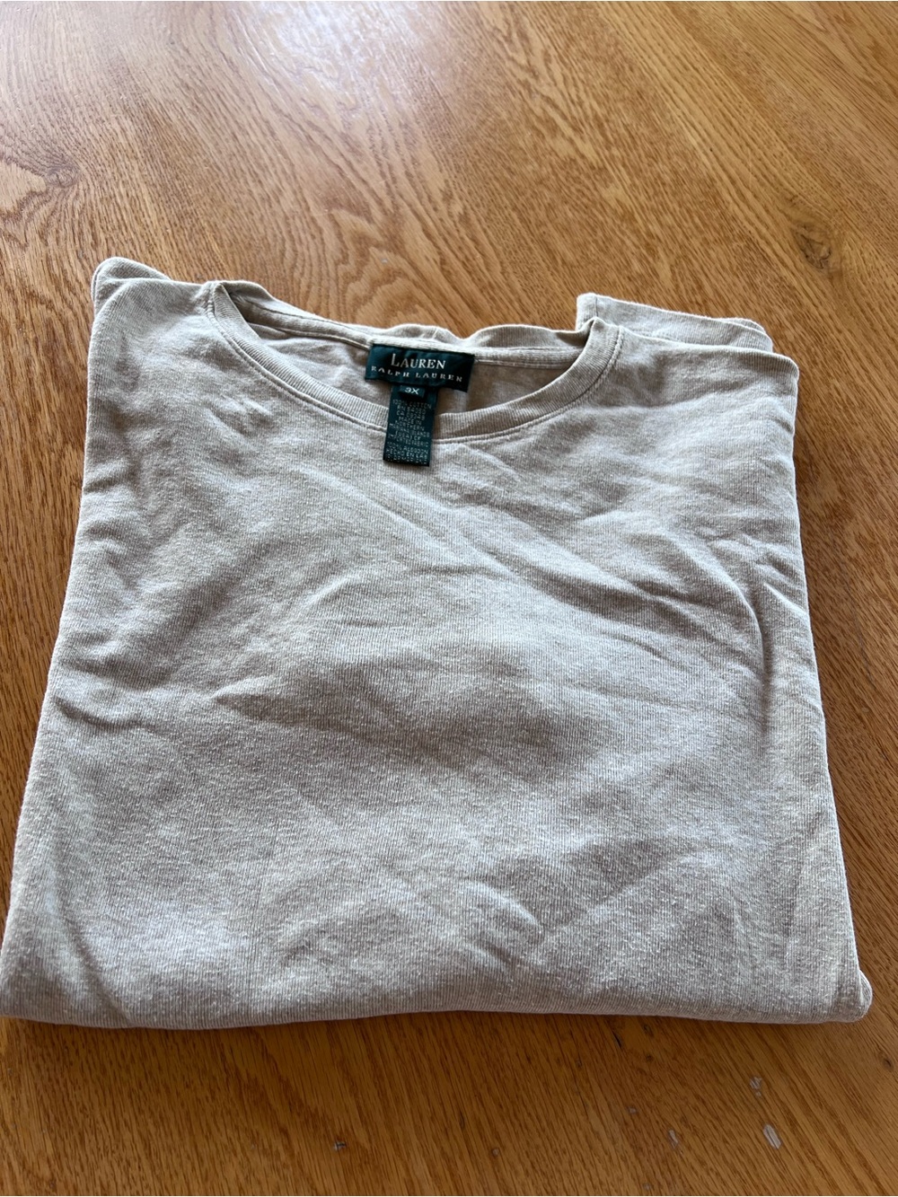LRL Lauren Jeans Co Top Womens
3X Beige Gray Tshirt Cotton Crew
Neck